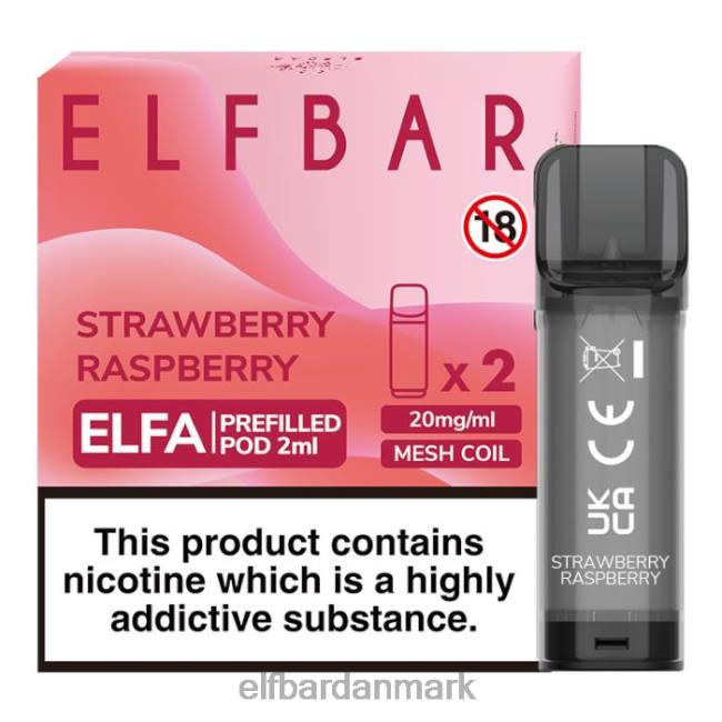 Elf Bar Vape EU - ELFBAR elfa fyldt pod - 2ml - 20mg (2 pakke) 20LH112 jordbær hindbær