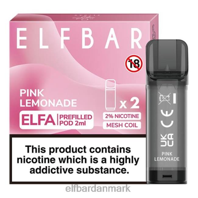 Elf Bar 5000 Danmark - ELFBAR elfa fyldt pod - 2ml - 20mg (2 pakke) 20LH111 lyserød limonade