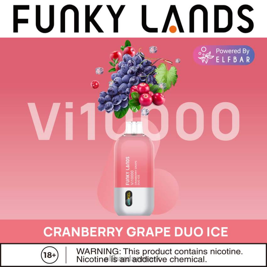 Elf Bar 5000 Danmark - ELFBAR funky lands engangs vape vi10000 pust 20LH467 tranebær drue duo is