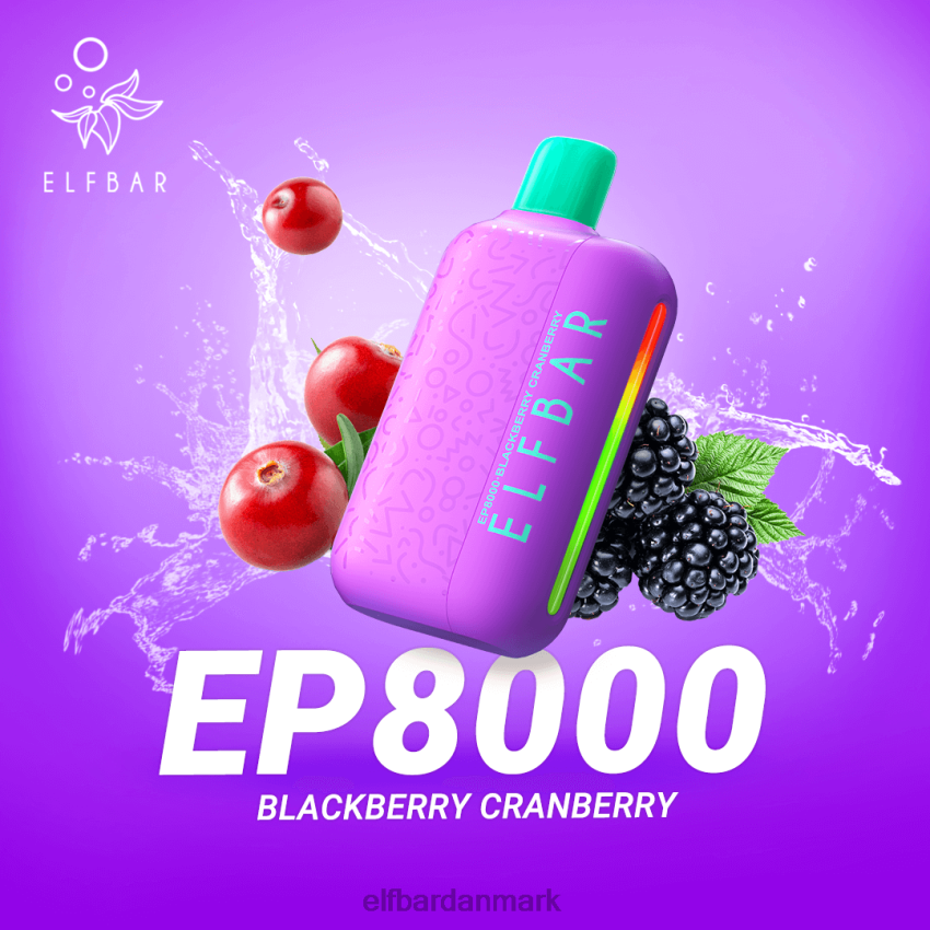 Elf Bar Danmark - ELFBAR engangs vape nye ep8000 puffs 20LH369 brombær tranebær