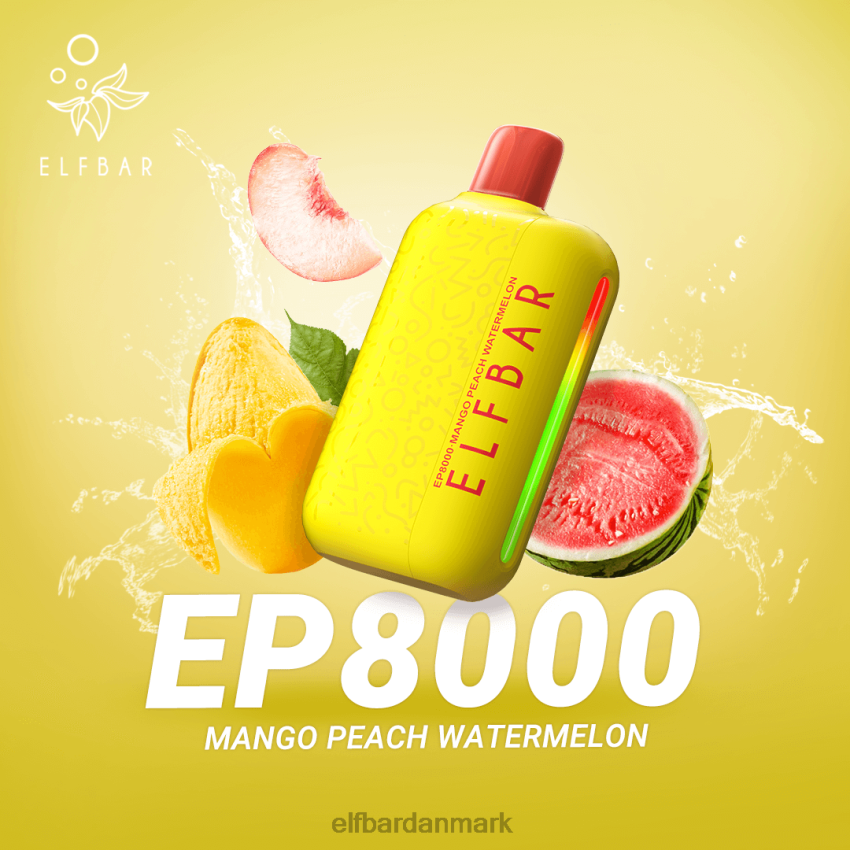 Elf Bar 1500 Danmark - ELFBAR engangs vape nye ep8000 puffs 20LH373 mango fersken vandmelon