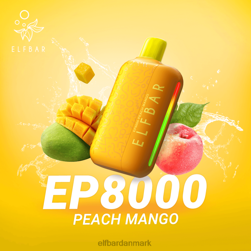 Elf Bar Vape Danmark - ELFBAR engangs vape nye ep8000 puffs 20LH376 fersken mango