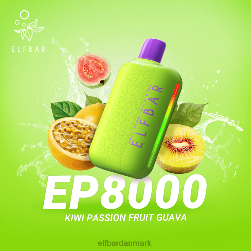 Elf Bar 1500 Danmark Pris - ELFBAR engangs vape nye ep8000 puffs 20LH362 kiwi passionsfrugt guava